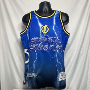 STATIC SHOCK Blue Lightening Headgear Classics Basketball Jersey ~Never Worn~ M